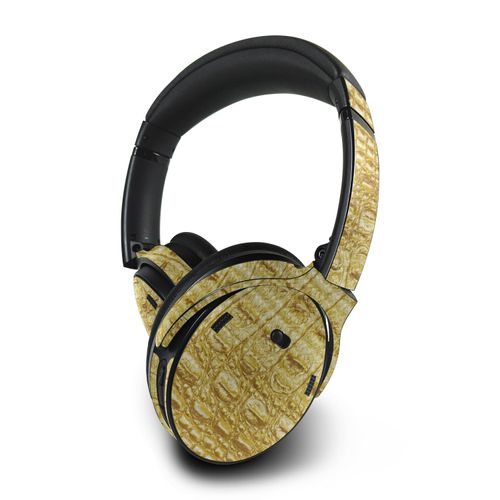 MightySkins Carbon Fiber Skin Compatible with Bose QuietComfort 45 Headphones Golden Croc | Protective, Durable Textured Carbon Fiber Finish | Easy to Apply | Made in The USA