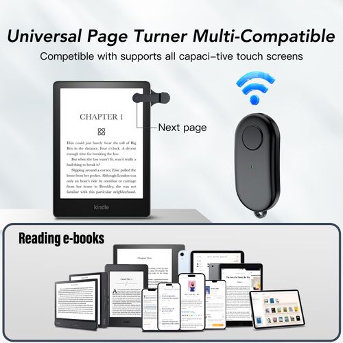 Remote Control Page Turner for Kindle Paperwhite Oasis Kobo eReaders,Kindle Clicker Page Turner Accessories for iPhone,iPad, Android Tablets Reading Novels,Camera Video Record&Shutter Selfie (Black)