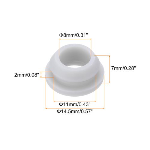 MECCANIXITY 20Pcs Snap Rubber Grommet Plug Mount Dia 11mm ID 8mm Narrow Groove Width 2mm Seal Anti-Scratch for Electrical Box Cable Pipes Grey