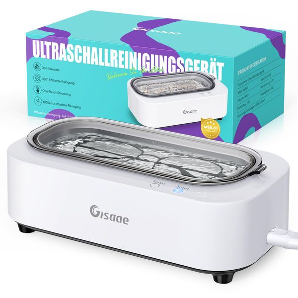 Gisaae Ultraschallreinigungsgerät 48000Hz Brillenreinigungsgerät Mit 2 Modi Tragbar Ultraschallgerät 350ml Ultraschallreiniger für Zahnersatz Münzen Schmuckreiniger Ultraschall Ultrasonic Cleaner