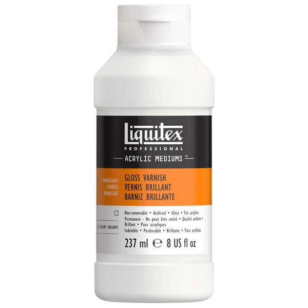 Liquitex 6208 Professional Gloss Varnish for Acrylic Paints, Archival Quality, Does Not Yellow, Dries Clear - 237 ml Bottle