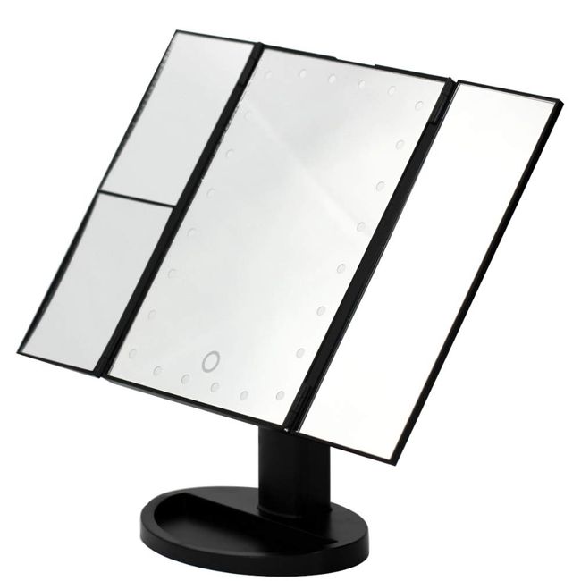 Center Shoji KW034(BK) Actress Mirror 24 LED (Black) Desktop Mirror with 10x Magnifying Glass