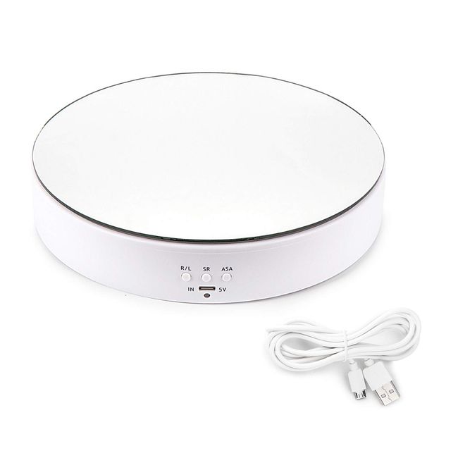 Electric Turntable, Mirror Surface, Angle Adjustable, 45/90/180/360° Rotation, High Speed Switching, For Figure Display/Photography, Low Noise, Weight of 11.0 lbs (5 kg), Diameter 7.7 inches (195 mm)