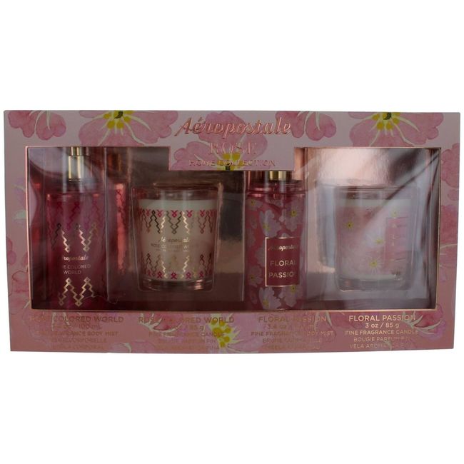 Aeropostale Women's Gift Set Rose Home Collection with Floral Elegance, 4 Piece