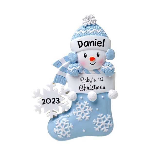 2023 Baby 1st Christmas Personalized Ornament, Baby Boy Blue Ornament, Babys First Christmas Ornament(Blue)