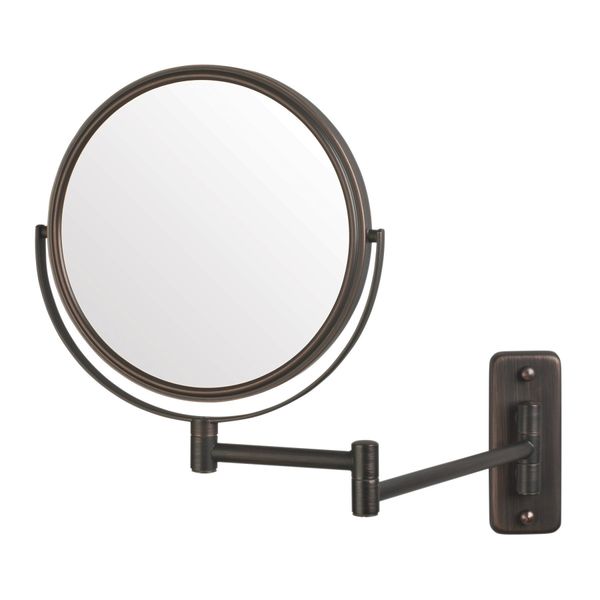 Jerdon JP7506BZ 8-Inch Wall Mount Makeup Mirror with 5x Magnification, Bronze Finish, 1.0 Count