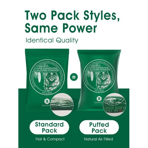 Seedshub Pet Hair Remover for Laundry - Hair Dissolving Laundry Powder, Laundry Detergent & Stain Remover for Clothes, Dog Hair Remover, Cat Hair Remover, 96.7% Pet Hair Dissolving Rate, 2 Sachets