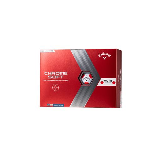 Callaway Golf Balls CHROME SOFT 2022 1 Dozen (Pack of 12) 3 Piece Trubis White/Red