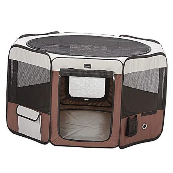 Dog Playpen Portable Pet Play Pens for Small Small (29"x29"x15") 8 Brown