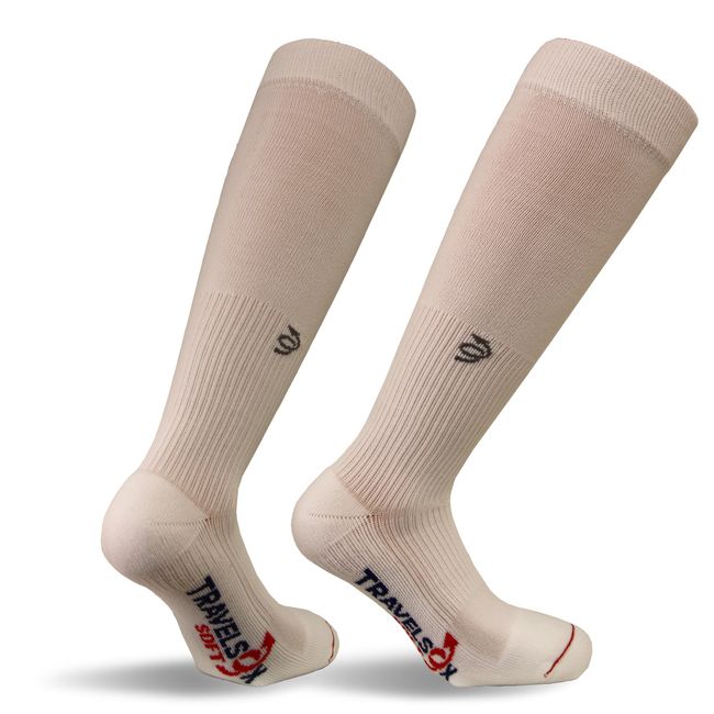 Travelsox TSS6000 The Original Patented Graduated Compression Performance Travel & Dress Socks With DryStat OTC Pairs, White, Large