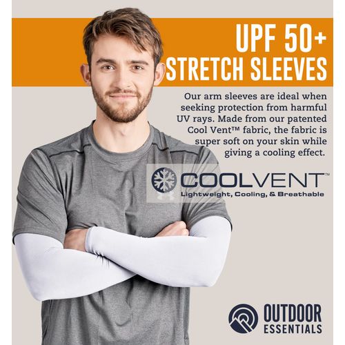 Outdoor Essentials UV Sun Protection Arm Sleeves - Cooling Compression Arm Sleeve - Sports & UV Arm Sleeves for Men & Women - Sleeves to Cover Arms - Running or Cycling Arm Covers