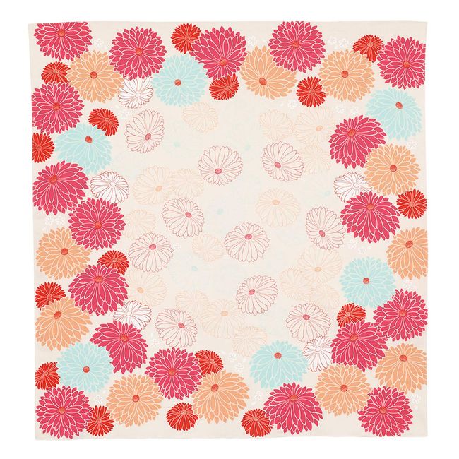 Musumi Furoshiki 100 Himemusubi Adeline Klam Chrysanthemum, Red, 39.4 inches (100 cm), Organic Cotton