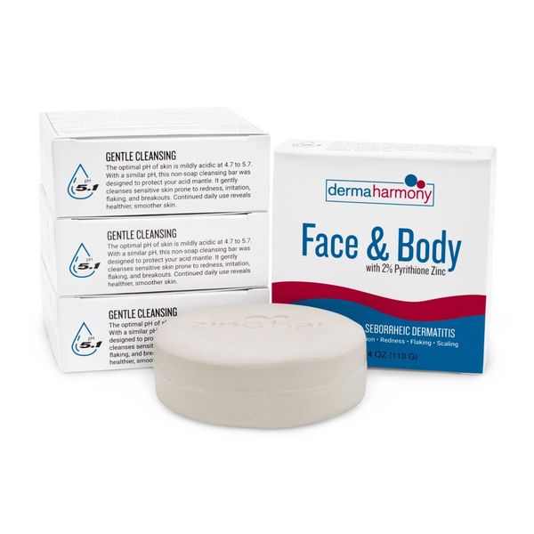 2% Pyrithione Zinc Face & Body Bar (non-soap) - Unscented - 4 oz