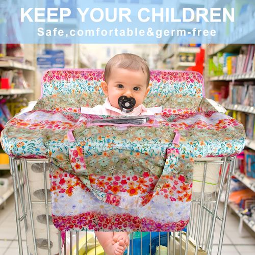 Polovillae Shopping Cart Cover for Baby 2-in-1 High Chair Cover with Safety Harness Multifunctional White Spots Pattern Cart Covers for Babies Soft Padded Grocery Cart Cover for Baby Boy Girl