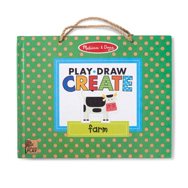 Melissa & Doug Natural Play: Play, Draw, Create Reusable Drawing & Magnet Kit – Farm (38 Magnets, 5 Dry-Erase Markers)