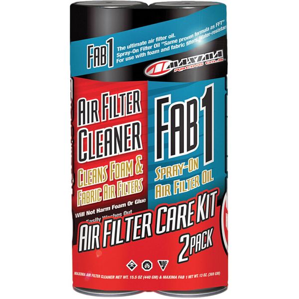 MAXIMA Air Filter Maintenance Care Kit Bundle w/ Cleaner & Fab 1 Sprays 2-Pack