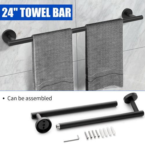 JUSTHERE Towel Racks for Bathroom, Matte Black 24 Inch Bathroom Towel Bar, SUS304 Stainless Steel Towel Bar for Bathroom Wall, Sturdy Towel Holder Bathroom Accessories