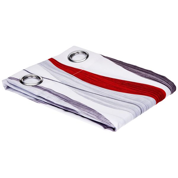 Douceur d'Intérieur Curtain with Eyelets, Polyester, White/Red, 140 x 260 CM
