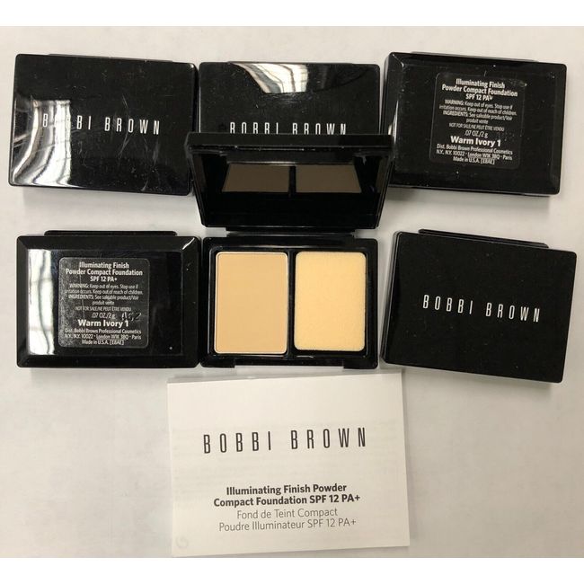 2x Bobbi Brown Illuminating Finish Powder Compact Foundation Warm Ivory 0.07 Oz