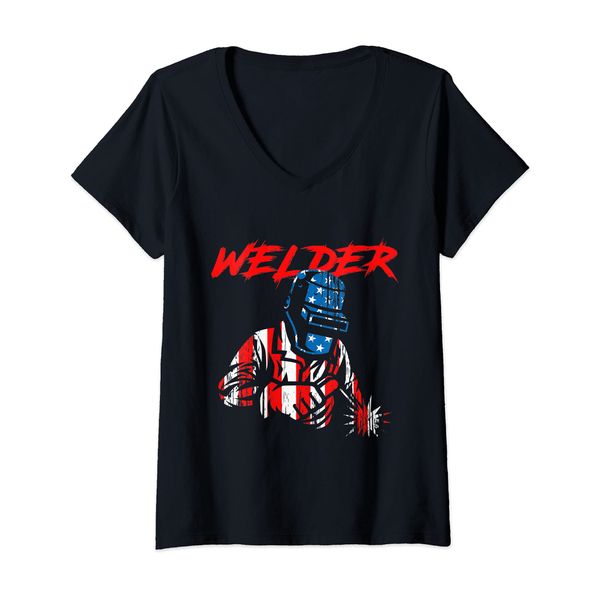 Womens Welder Engineer Engineering Welding Fabrication V-Neck T-Shirt