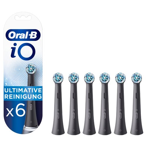 Oral-B iO Ultimate Cleaning Toothbrush Heads for Electric Toothbrush, Pack of 6, Teeth Cleaning with iO Technology, Toothbrush Attachment, Black