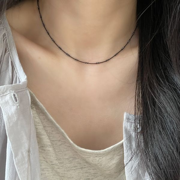 Black 925silver daily black plated choker silver silver necklace