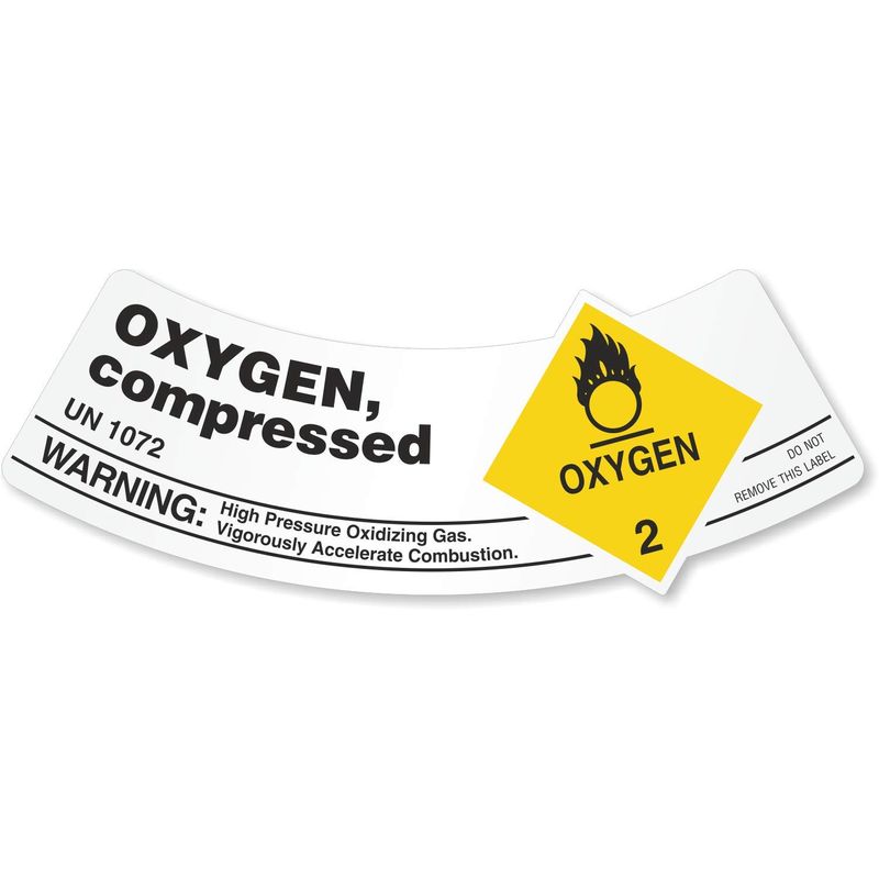 SmartSign Oxygen - Compressed Pack of 25 Gas Cylinder Shoulder Labels ...