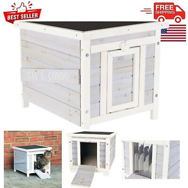 Stylish Weather-Resistant Cat Condo - Elevated Outdoor Shelter for Small Pets