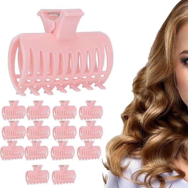 Hot Roller Clips Roller 15Pcs, Hair Curler Claw Clips Fixing Clamp Set, Plastic Reusable Hair Styling Curling Clips for Women Girls Hair Section Styling 1.97x2.56 Inches()