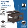 2 Drawer Lift Top Coffee Table with Hidden Compartment & Storage Shelve Espresso