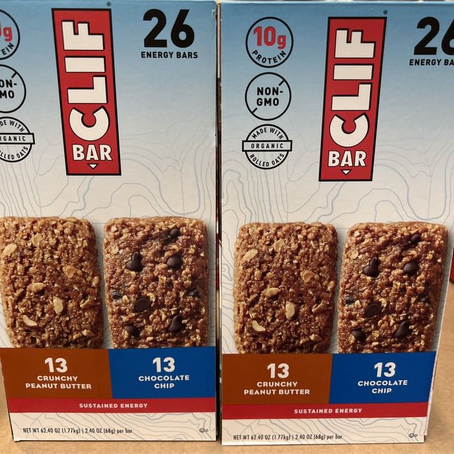 Clif Bar Variety Pack, Peanut Butter/Chocolate Chip, 2.4 oz, 26 Bars,