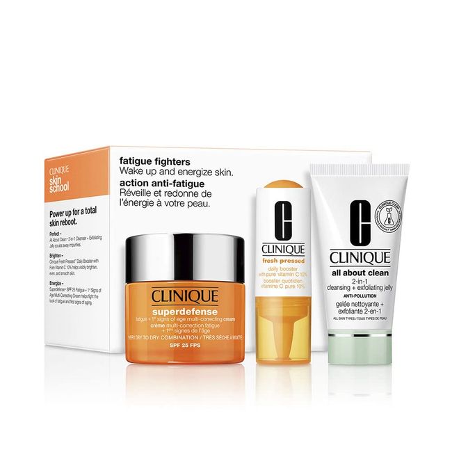 Clinique Fatigue Fighter Set: Superdefense Cream 50ml & Exfoliating Jelly 28ml & All About Eye 5ml