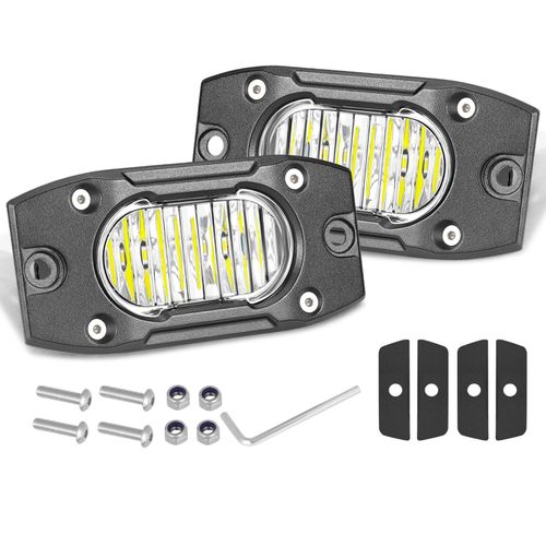 Flush Mount LED Light Pods, Muto-Beam 2PCS 3Inch LED Fog Light 40W Flood Offroad Lighting Cubes Auxiliary Backup Lights Driving Lights Ditch Light for Truck ATV UTV SUV Motorcycle Boat Tractor