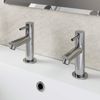 Modern Bathroom Pillar Sink Taps Basin Head Bath Tap Set Pair Twin Chrome