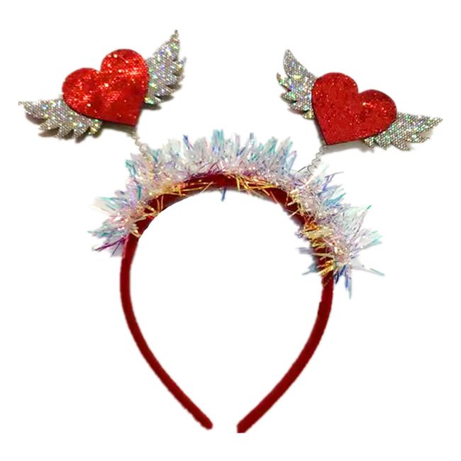 AVMBC Red Heart Shaped Headband Sequin Valentines Day Hair Band Hoop for Valentine's Day Holiday Wedding Birthday Party Gift