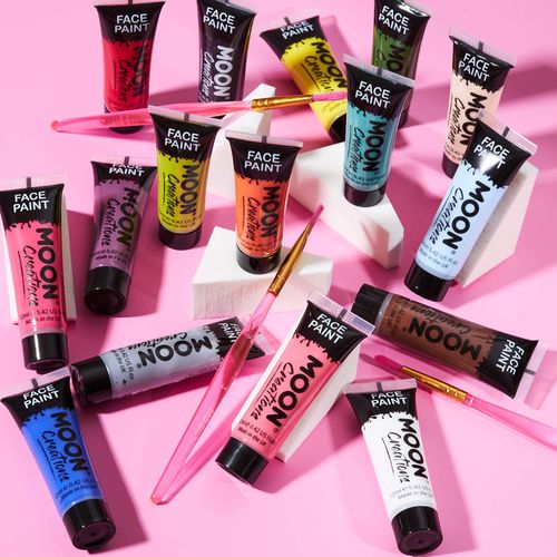 Moon Creations Face & Body Paint Tubes | Light Blue | 12ml | Ready to Use Face Paint | No Flake | Cruelty Free, Made in UK | Face Paint for Kids, Adults, Fancy Dress, Festivals, Halloween & More