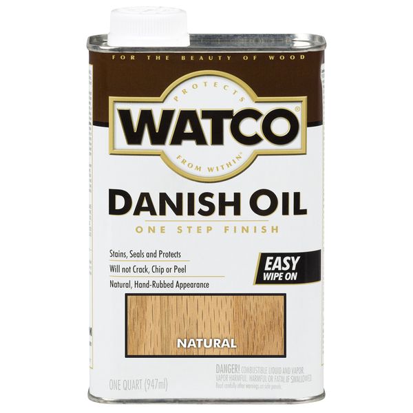 Watco Rust-Oleum A65741 Danish Oil Wood Finish, Quart, Natural, 32 Fl Oz