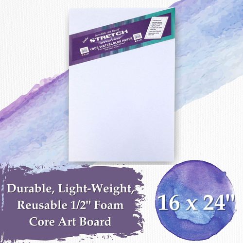 Grafix Stretching Watercolor Paper Art Board, 16" x 24", White