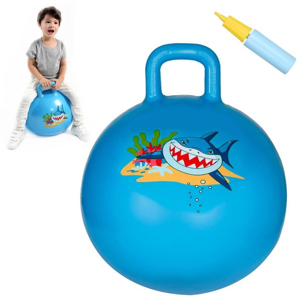 INPANY Hopper Ball - Bouncy Ball with Handles, Bounce Ball, Jumping Balls for Kids Ages 3-6, Pump Included - 18in