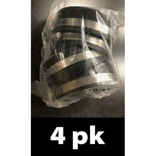 4pk Everflow #1740 4-Inch Flexible PVC Pipe Cap with Stainless Steel Clamps