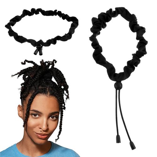 TELAIN Pack of 2 Elastic Silk Hair Bobbles Curly Scrunchies Puff Cuff Adjustable Dreadlock Bands Stretchy Hair Bobbles Thick Stretch Bands Hair Bun