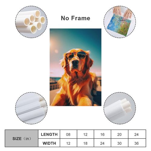 Animals Funny Golden Retriever Dog Poster Canvas Wall Art Prints Posters for Room Aesthetic Bedroom Living Room Pictures Paintings Wall Decor for Mens Framed Unframed 12x18inch(30x45cm)