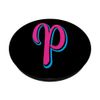 Capital Letter "P" Pink Black Blue Handwritten Script PopSockets Swappable PopGrip