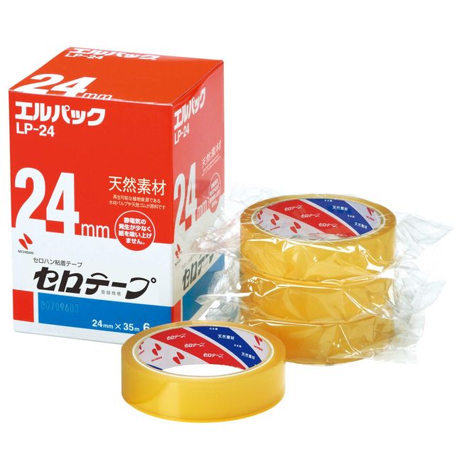 Nichiban LP-24 Cellotape Large Roll Elpack 6 Rolls, 0.9 inches (24 mm) x 138.8 ft (35 m)