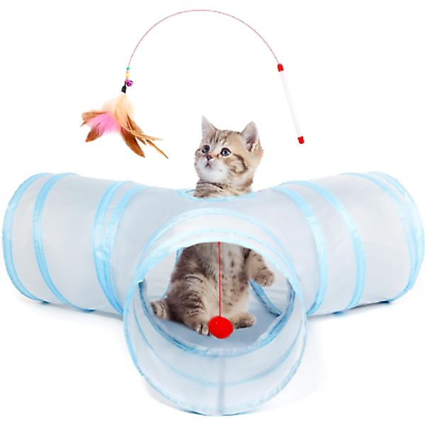 Pet Cat Tunnel Tube Cat Toys 3 Way Collapsible, Cat Tunnels for Indoor Cats，Kitt