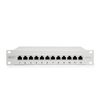 DIGITUS CAT 6A Patch Panel, Shielded, 12-Port Label Field, 1U, 10" Rack Mount, Grey RAL 7035