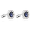 Round Crystal Silver Cufflinks for Men With Men's Cuff Link Set (Blue)