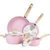 Vkoocy Pink Pots and Pans Set Nonstick Induction Kitchen Cookware Set Cooking 6