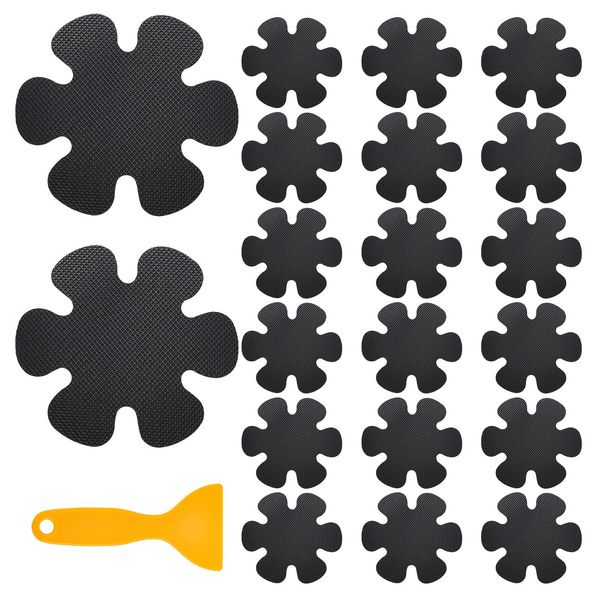 GORGECRAFT 20 Pieces 1 Bag Bathtub Non-Slip Stickers Tub Non Slip stickies Flower Style Safety Treads Adhesive Sticker for Bathroom Shower Floor Stairs (Black)