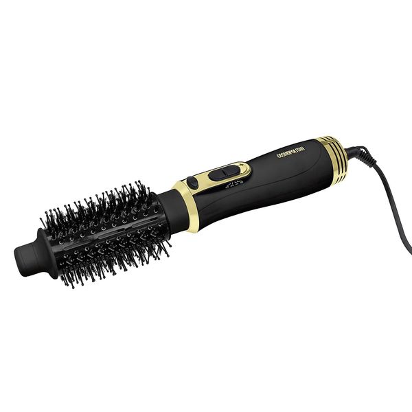 Cosmopolitan Hot Air Brush Styler, Hot Brush for Styling Hair, Heated Round Brush Blow Dryer with 3 Heat & Cool Settings, Hot Air Styler to Curl, Straighten & Volumize after Drying, 700W, Black & Gold